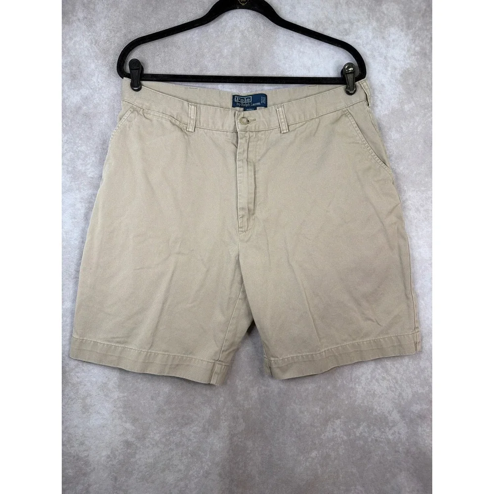 VTG Polo Ralph Lauren Prospect Shorts Mens‎ 36 Tan Khaki Cotton Twill READ